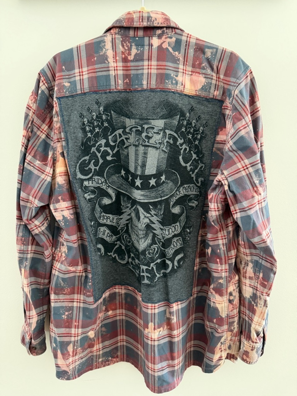 Empty Hanger Custom Upcycle Grateful Dead Bleached Plaid Flannel
Top Large